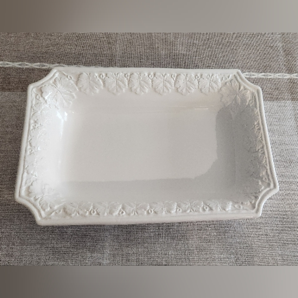 Elegant Vintage White Rectangular Serving Dish
